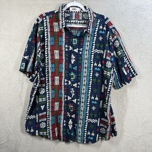 Vatpave Button Up Shirt Men's XXL Tribal Colorful Surf Summer Indie Vacation